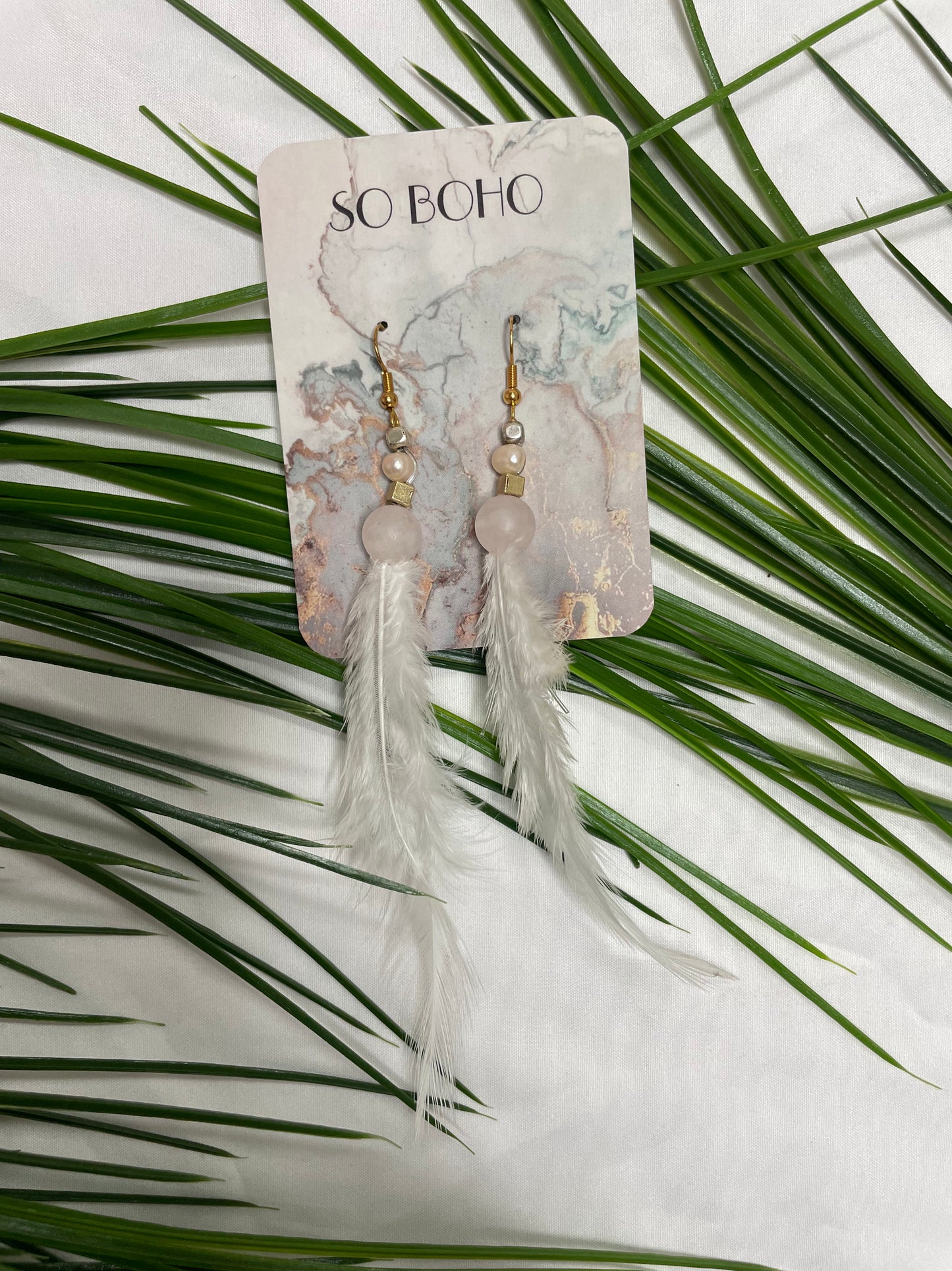 Handmade Feather Earrings (Gold)