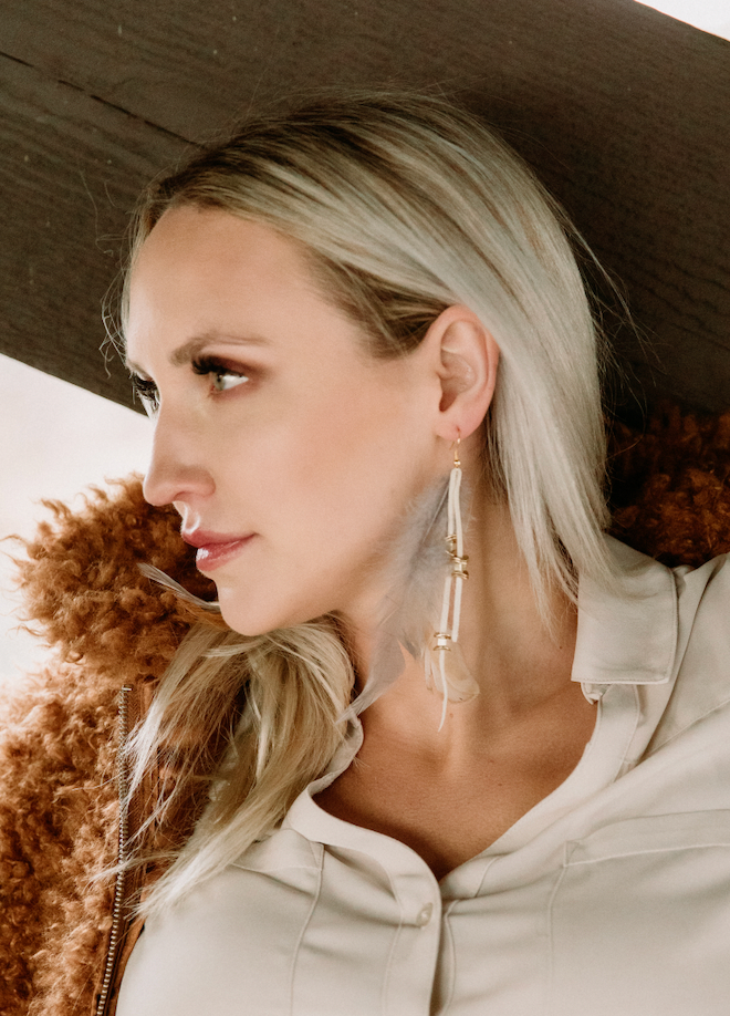 Handmade Feather Earrings (Gold)