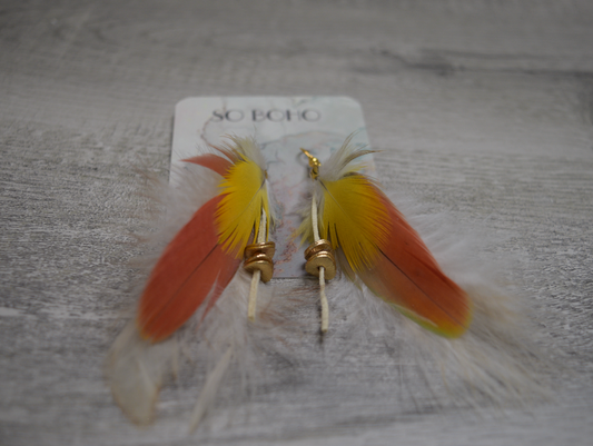 Handmade Feather Earrings (Gold)