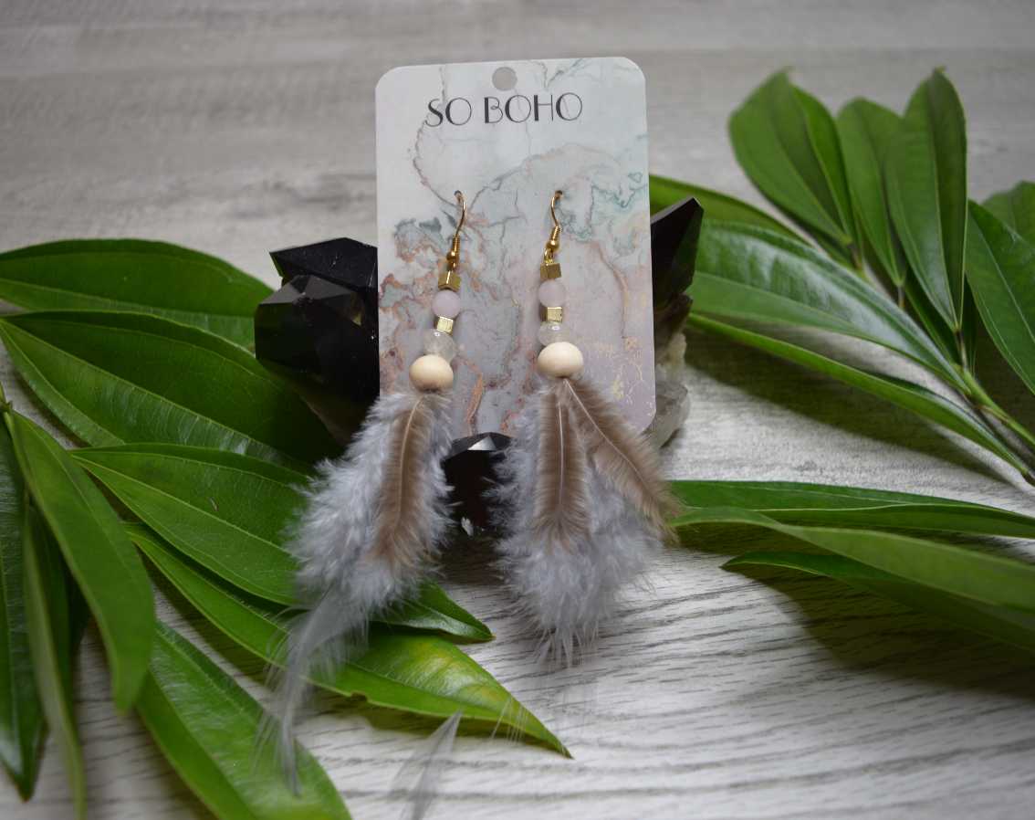 Handmade Feather Earrings (Gold)
